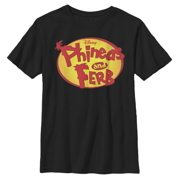 Disney Classics - Phineas and Ferb - Phineas and Ferb Oval Logo - Kids T-Shirt - Black - Front