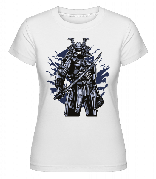 Samurai Robot Skull -  Shirtinator Women's T-Shirt - White - Vorn
