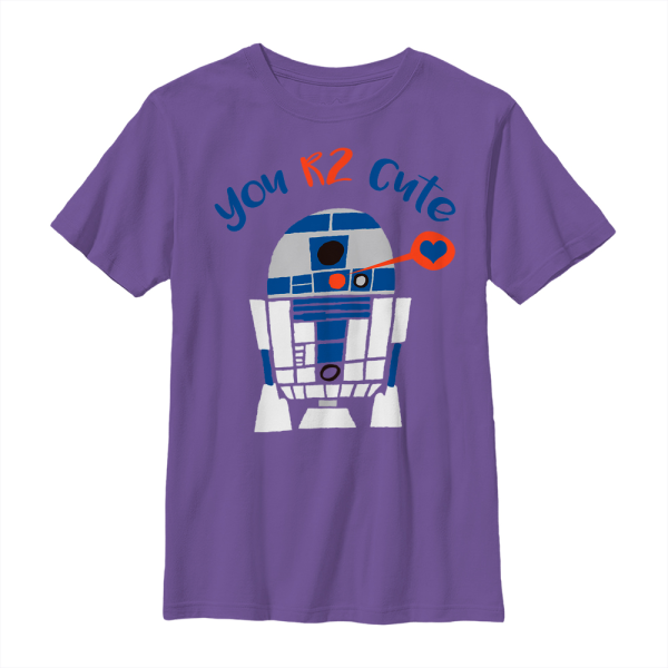 Star Wars - R2-D2 Are Too Cute - Valentine's Day - Kids T-Shirt - Purple - Front