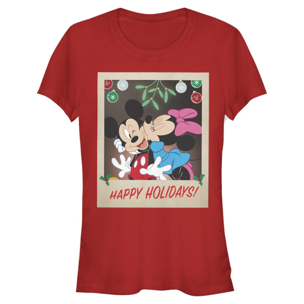 Disney Classics - Mickey Mouse - Mickey & Minnie Holiday Polaroid - Christmas - Women's T-Shirt - Red - Front