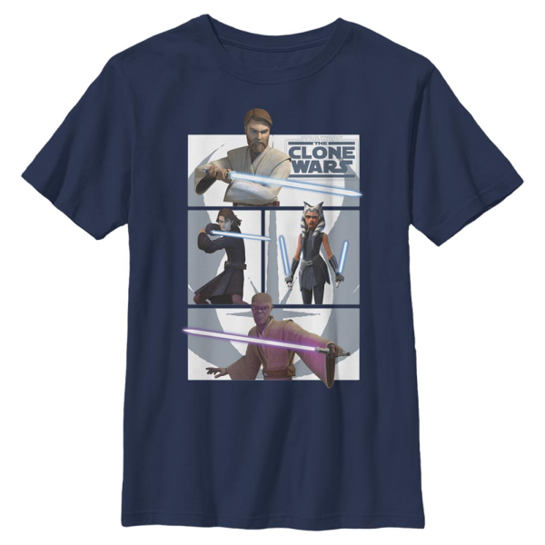 Star Wars - The Clone Wars - Skupina Clone Wars Jedi - Kids T-Shirt - Navy - Front