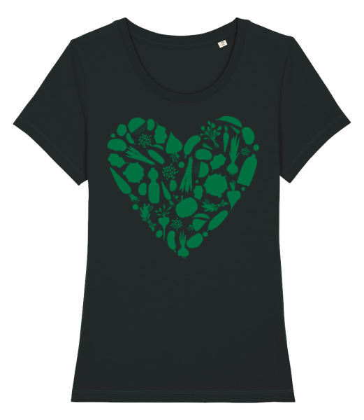 Vegetarian Heart - Women's Organic T-Shirt Stanley Stella - Black - Front