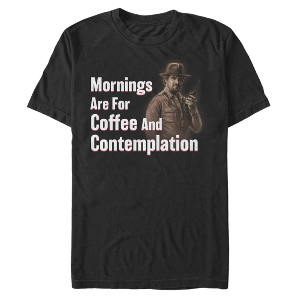 Netflix - Stranger Things - Hopper Coffee and Contemplation - Men's T-Shirt - Black - Front