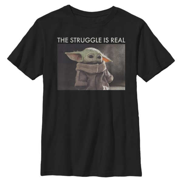 Star Wars - The Mandalorian - The Child Baby Yoda Meme - Kids T-Shirt - Black - Front