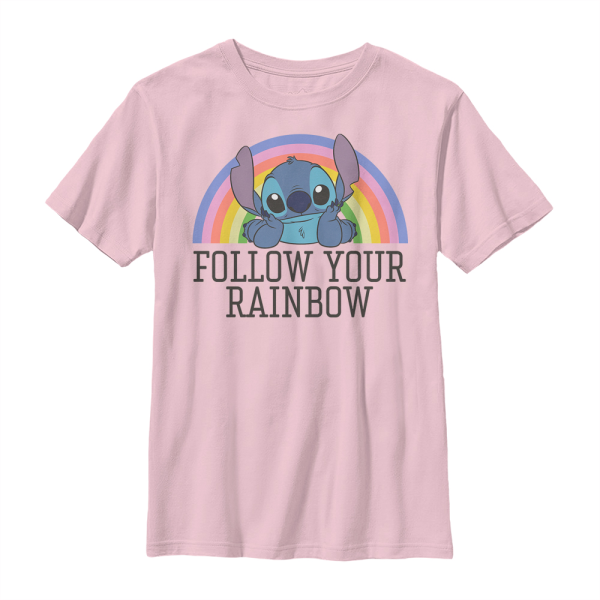 Disney Classics - Lilo & Stitch - Stitch Rainbow - Kids T-Shirt - Pink - Front