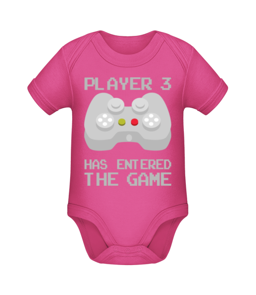 Player 3 Entered The Game - Organic Baby Body - Magenta - Front