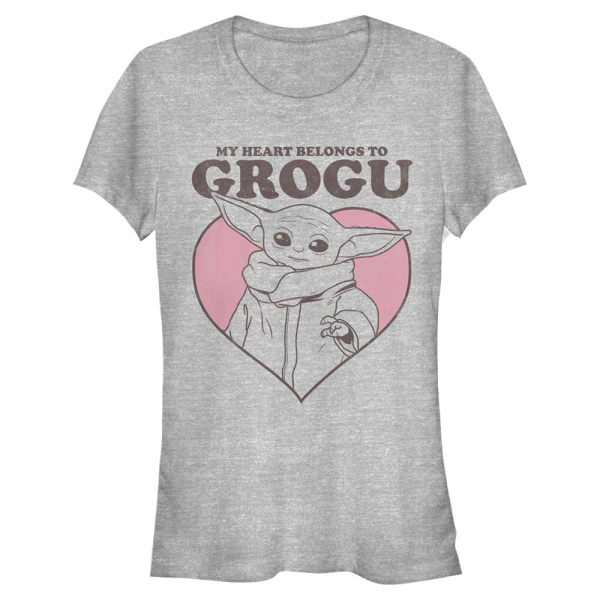 Star Wars - The Mandalorian - Grogu My Heart Belongs To - Valentine's Day - Women's T-Shirt - Heather grey - Front