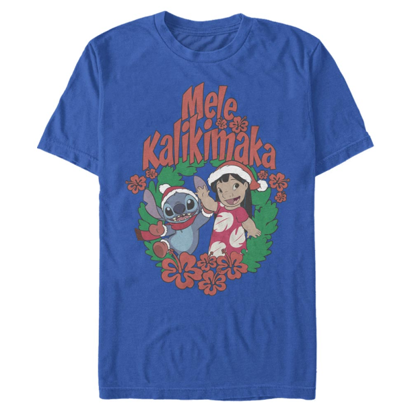 Disney - Lilo & Stitch - Lilo & Stitch Mele Kalikimaka Stitch - Men's T-Shirt - Royal blue - Front