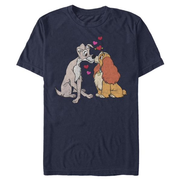 Disney - Lady and the Tramp - Lady and the Tramp Puppy Love - Men's T-Shirt - Navy - Front