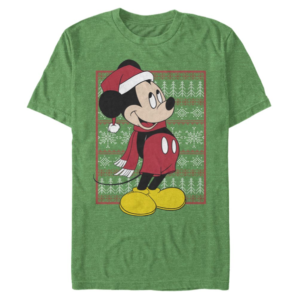 Disney Classics - Mickey Mouse - Mickey Mouse Mickey Ugly Sweater - Christmas - Men's T-Shirt - Heather green - Front
