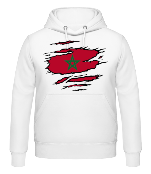 Ripped Flag Morocco - Men's Hoodie - White - Front