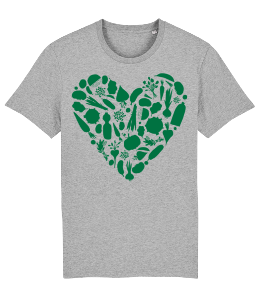Vegetarian Heart - Men's Organic T-Shirt Stanley Stella - Heather grey - Front