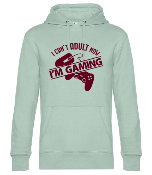 I Can't Adult Now, I'm Gaming - Unisex Premium Hoodie - Mint Green - Front