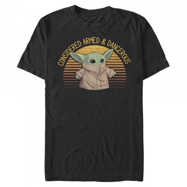 Star Wars - The Mandalorian - The Child Sunset Cute Yoda - Men's T-Shirt - Black - Front