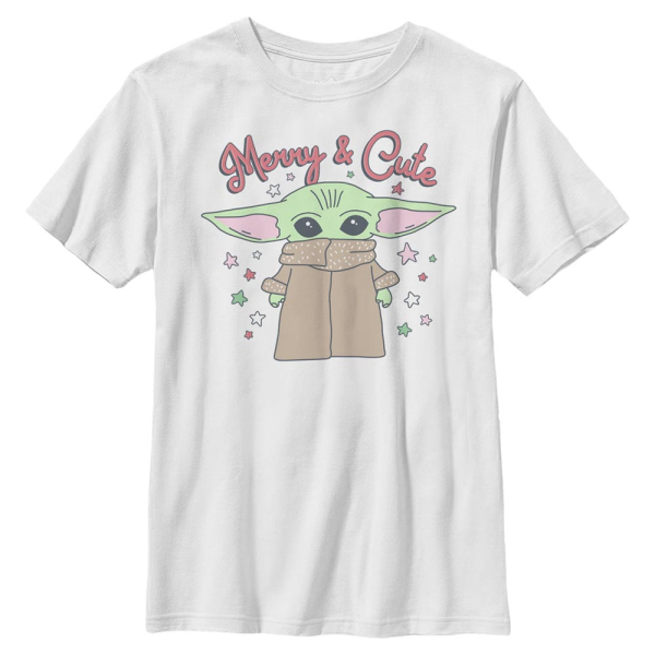 Star Wars - The Mandalorian - The Child Merry and Cute - Christmas - Kids T-Shirt - White - Front