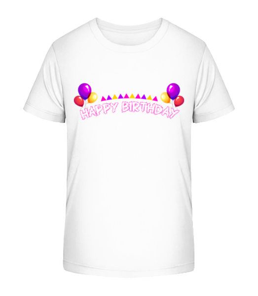Happy Birthday Balloons - Kid's Bio T-Shirt Stanley Stella - White - Front