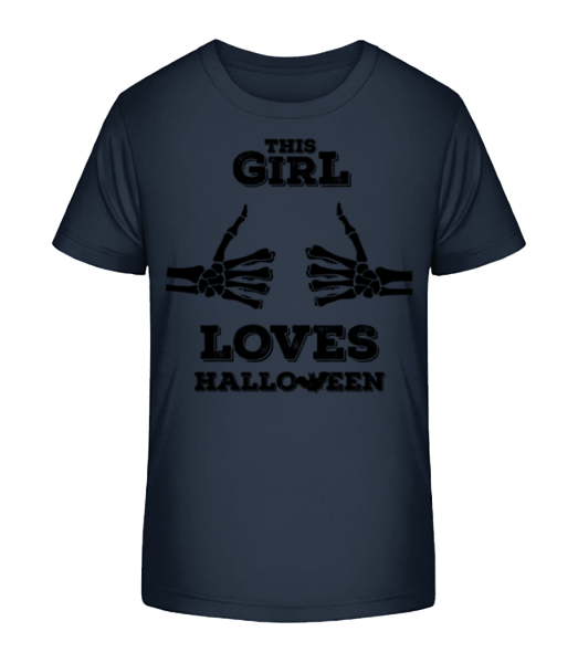 This Girl Loves Halloween - Kid's Bio T-Shirt Stanley Stella - Navy - Front