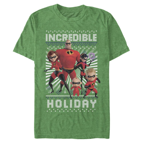 Pixar - Incredibles - Group Shot Incredible 2 Holiday - Men's T-Shirt - Heather green - Front