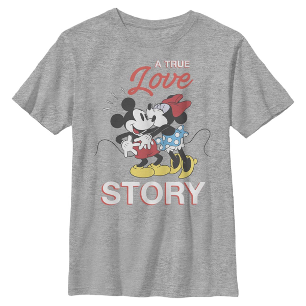 Disney - Mickey Mouse - Mickey & Minnie True Love Story - Kids T-Shirt - Heather grey - Front