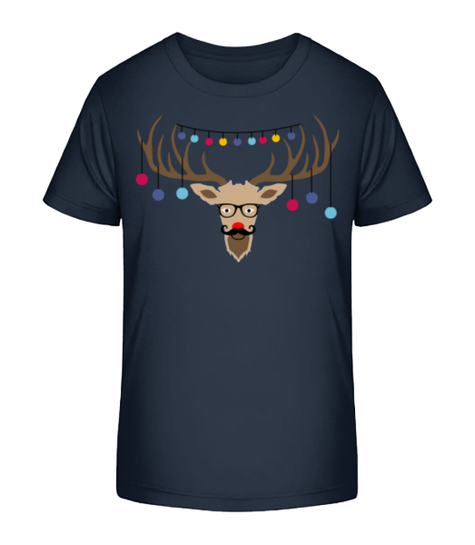 Christmas Reindeer - Kid's Bio T-Shirt Stanley Stella - Navy - Front