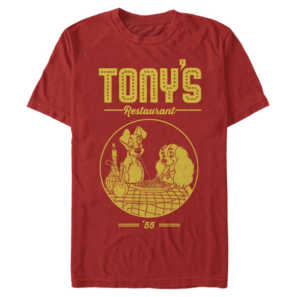 Disney Classics - Lady and the Tramp - Lady and the Tramp Tonys Restaurant - Men's T-Shirt - Red - Front