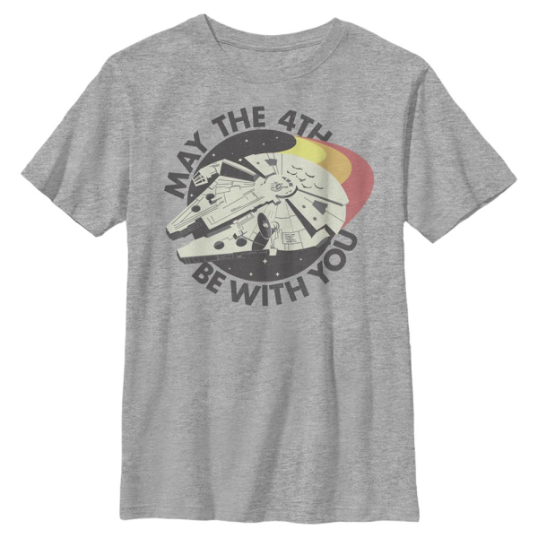 Star Wars - Millennium Falcon Retro May Falcon - May The 4th - Kids T-Shirt - Heather grey - Front