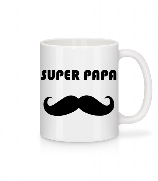 Super Papa Mustache - Mug - White - Vorn