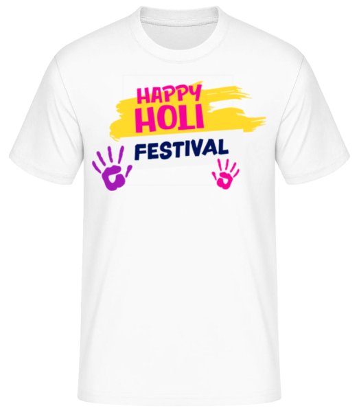 Happy Holi Square - Men's Basic T-Shirt - White - Front
