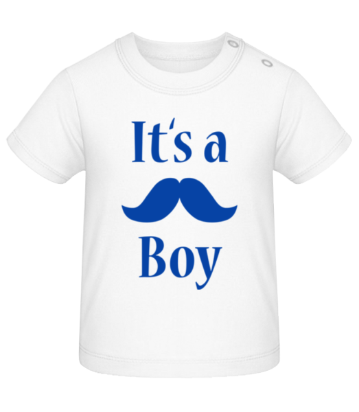 It's A Boy - Moustache - Baby T-Shirt - White - Front