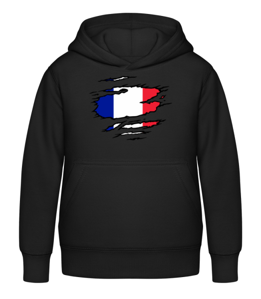 Ripped Flag France - Kid's Hoodie - Black - Front