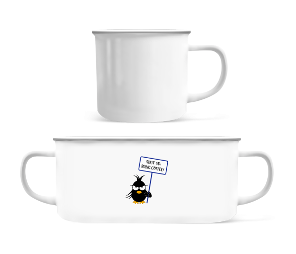 Shut Up Bring Coffee - Enamel-cup - White - Front