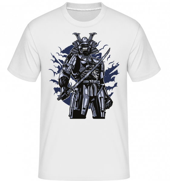 Samurai Robot Skull -  Shirtinator Men's T-Shirt - White - Vorn