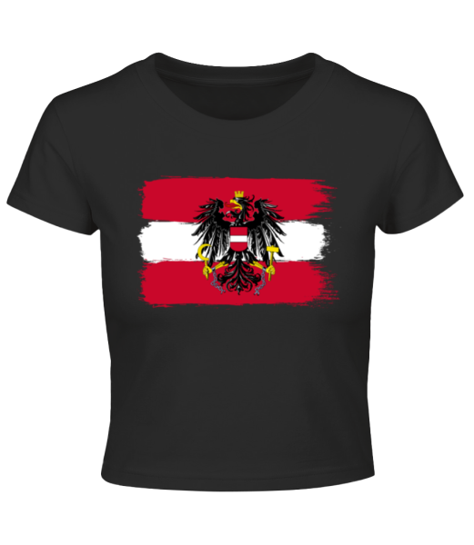 Austrian Flag - Crop T-Shirt - Black - Front