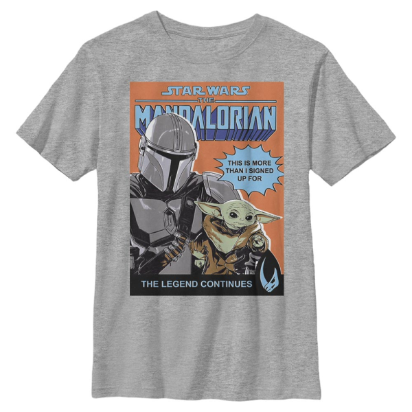 Star Wars - The Mandalorian - Mandalorian & the Child Signed Up For Poster - Kids T-Shirt - Heather grey - Front