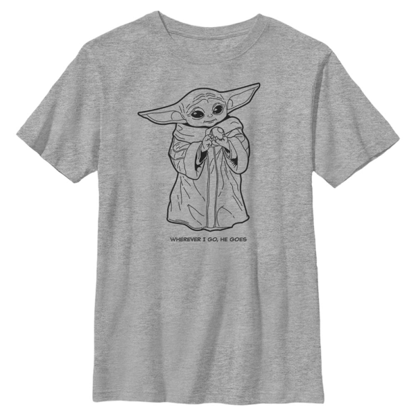Star Wars - The Mandalorian - The Child Wherever I Go - Kids T-Shirt - Heather grey - Front
