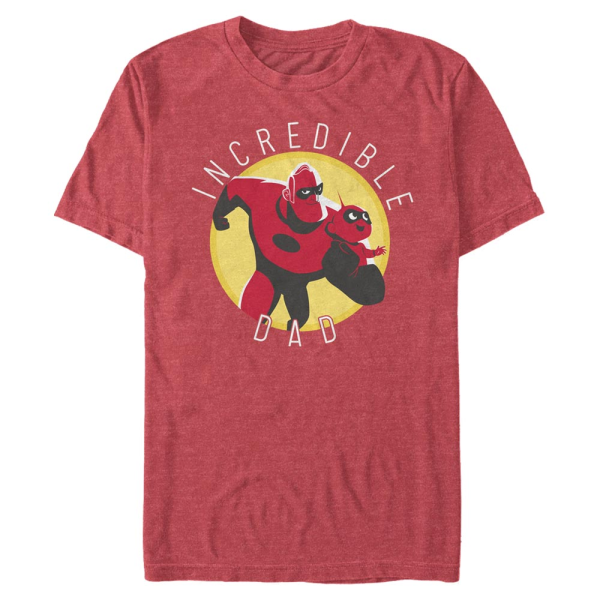 Disney - Incredibles - Mr. Incredible & Jack-Jack Incredible Dad Circle - Father's Day - Men's T-Shirt - Heather red - Front