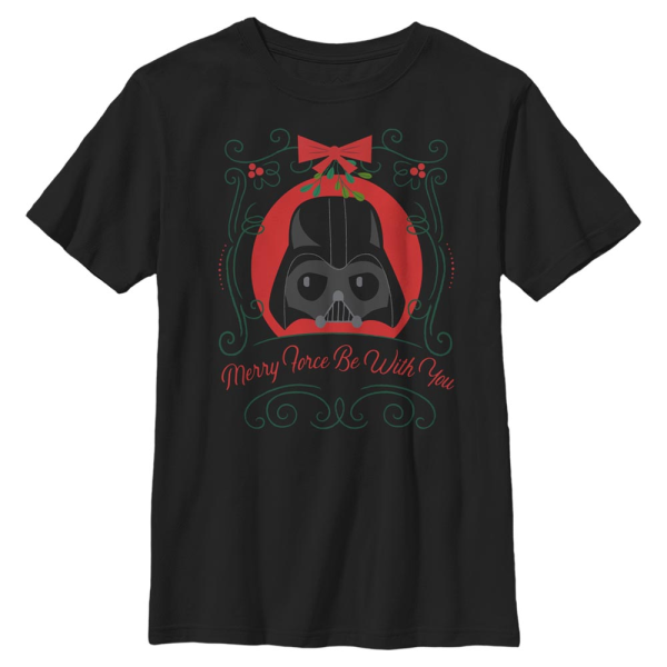 Star Wars - Darth Vader Merry Force - Christmas - Kids T-Shirt - Black - Front