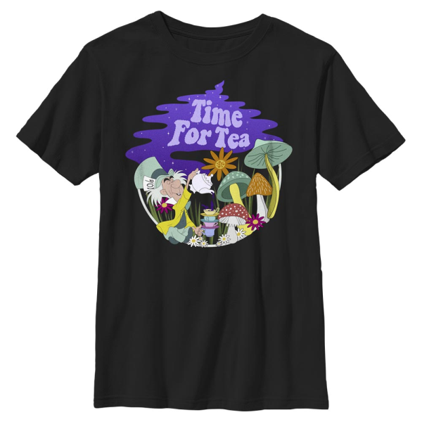 Disney - Alice in Wonderland - Mad Hatter Tea Time Filled - Kids T-Shirt - Black - Front