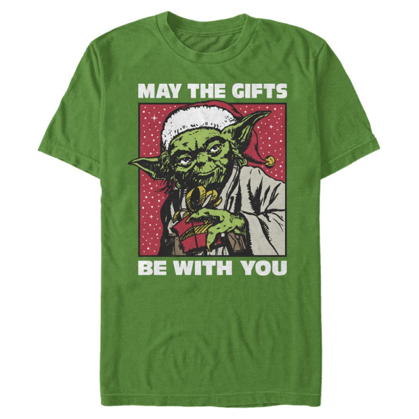 Star Wars - Yoda Gift Exchange - Christmas - Men's T-Shirt - Kelly green - Front
