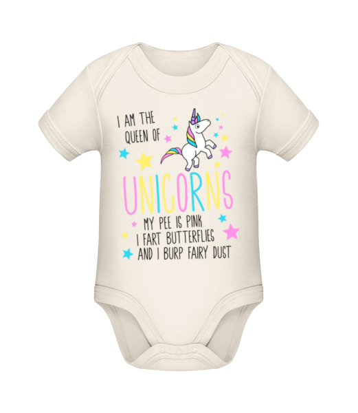 I'm The Queen Of Unicorns - Organic Baby Body - Cream - Front