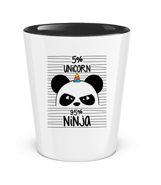 5% Unicorn 95% Ninja - Two-Toned Shot Glass - White / Black - Front