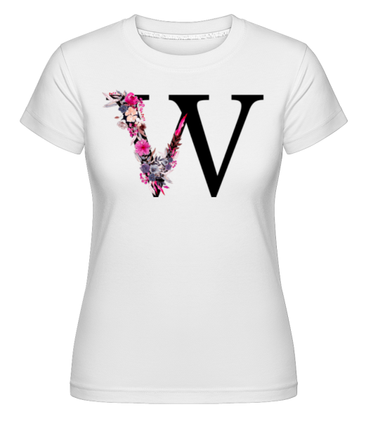 Flowers Initial W -  Shirtinator Women's T-Shirt - White - Front