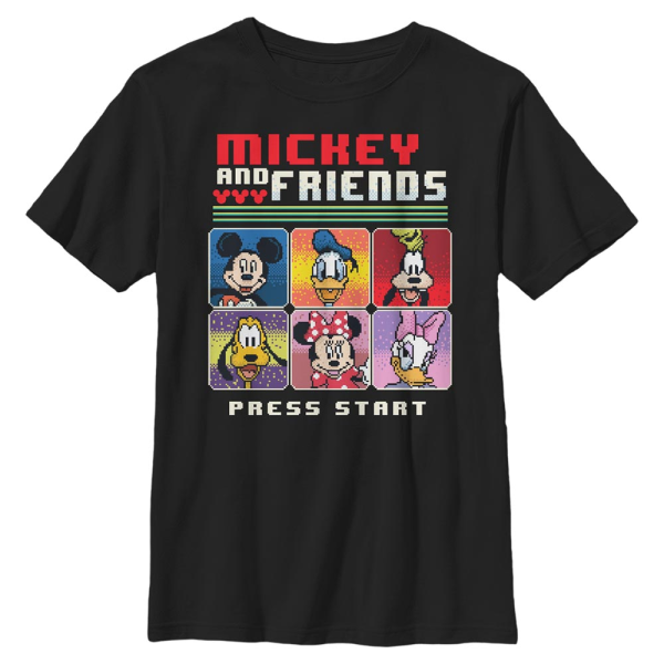 Disney Classics - Mickey Mouse - Skupina Pixel Friends - Kids T-Shirt - Black - Front