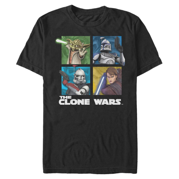 Star Wars - The Clone Wars - Skupina Panel Four - Men's T-Shirt - Black - Front