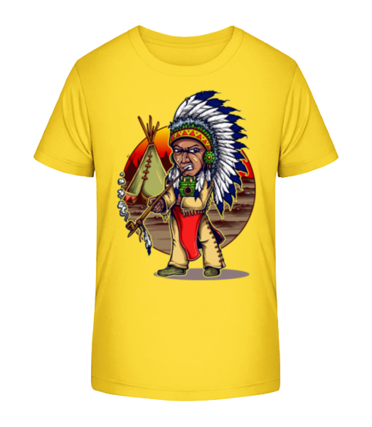 Smoking Indian - Kid's Bio T-Shirt Stanley Stella - Yellow - Front