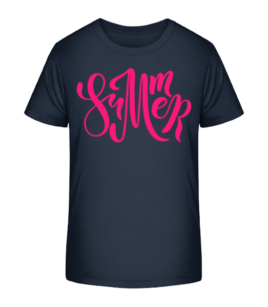 Pink Summer Sign - Kid's Bio T-Shirt Stanley Stella - Navy - Front