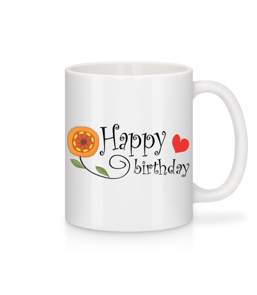 Happy Birthday Flower - Mug - White - Vorn