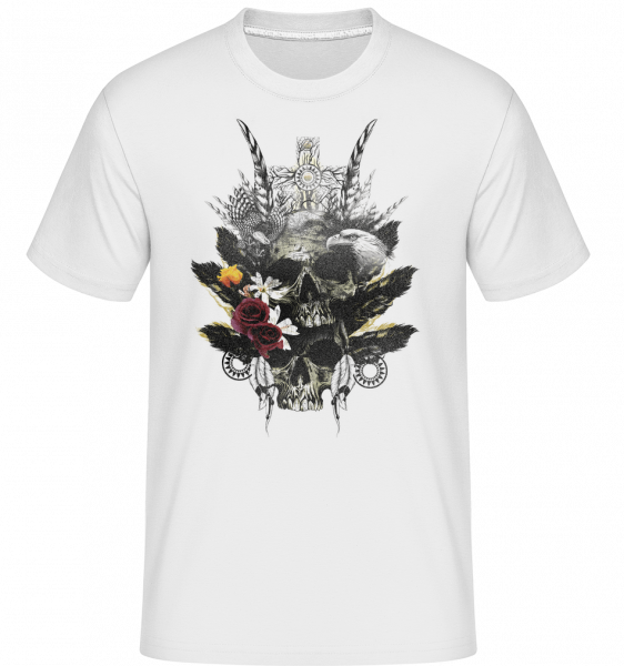 Feather Skulls -  Shirtinator Men's T-Shirt - White - Vorn