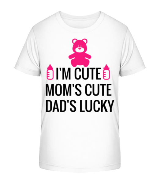 I'm Cute Dad's Lucky - Kid's Bio T-Shirt Stanley Stella - White - Front