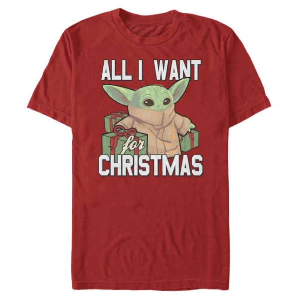 Star Wars - The Mandalorian - The Child Christmas Baby V2 - Christmas - Men's T-Shirt - Red - Front